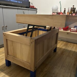 Table basse billot relevable en bois massif